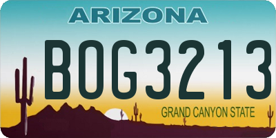 AZ license plate BOG3213