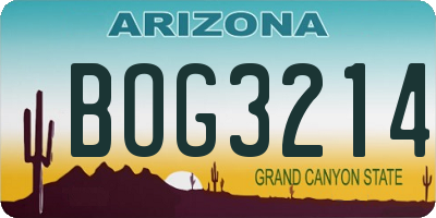 AZ license plate BOG3214