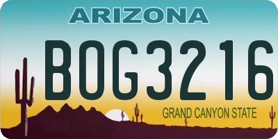 AZ license plate BOG3216