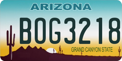 AZ license plate BOG3218