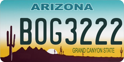 AZ license plate BOG3222