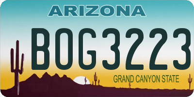 AZ license plate BOG3223