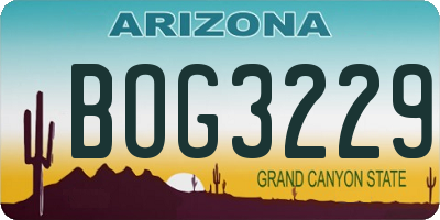 AZ license plate BOG3229