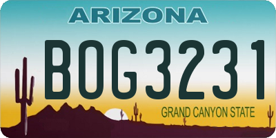AZ license plate BOG3231