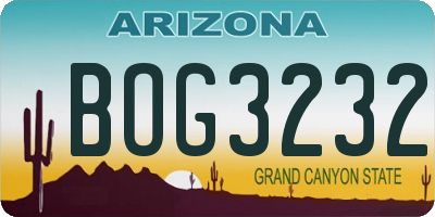 AZ license plate BOG3232