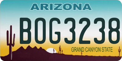 AZ license plate BOG3238