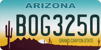 AZ license plate BOG3250