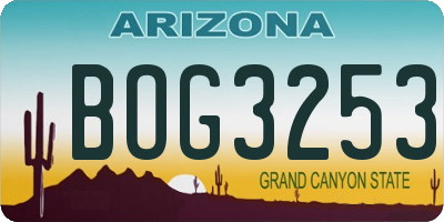 AZ license plate BOG3253
