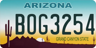 AZ license plate BOG3254