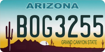 AZ license plate BOG3255