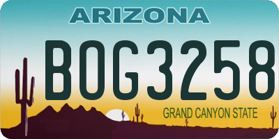 AZ license plate BOG3258