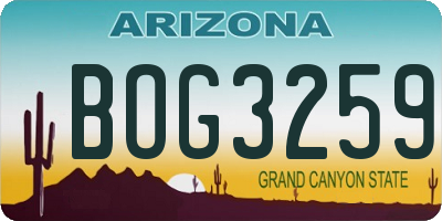 AZ license plate BOG3259