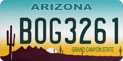 AZ license plate BOG3261