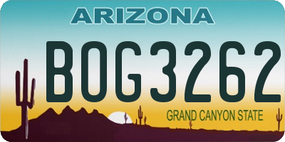 AZ license plate BOG3262