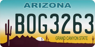 AZ license plate BOG3263