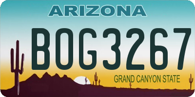 AZ license plate BOG3267