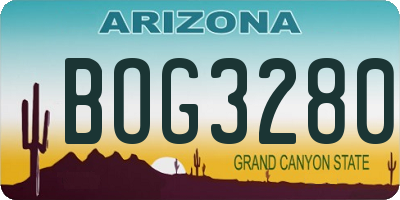 AZ license plate BOG3280