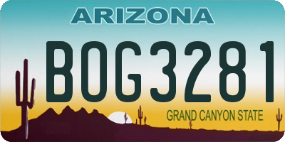 AZ license plate BOG3281