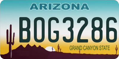 AZ license plate BOG3286