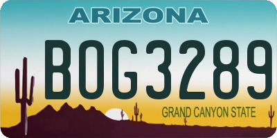 AZ license plate BOG3289