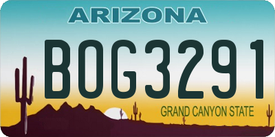 AZ license plate BOG3291