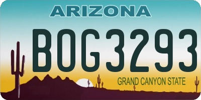 AZ license plate BOG3293