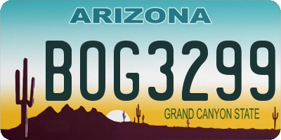 AZ license plate BOG3299