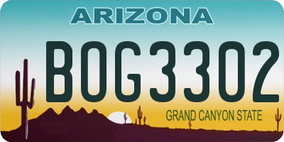 AZ license plate BOG3302