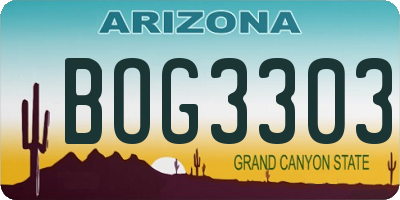 AZ license plate BOG3303