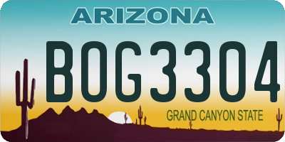 AZ license plate BOG3304