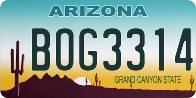 AZ license plate BOG3314