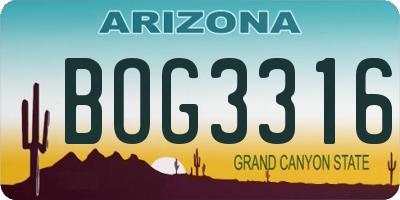 AZ license plate BOG3316