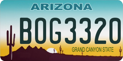 AZ license plate BOG3320