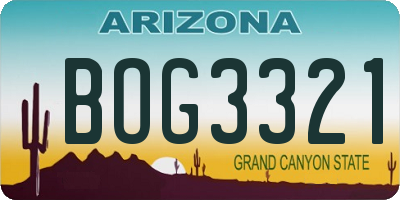 AZ license plate BOG3321