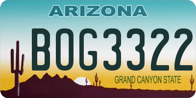AZ license plate BOG3322