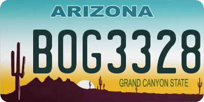AZ license plate BOG3328
