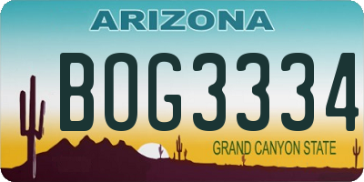 AZ license plate BOG3334