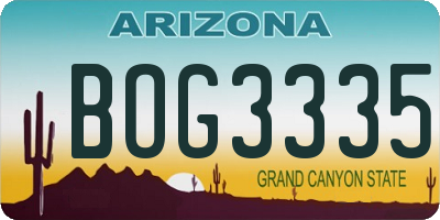 AZ license plate BOG3335