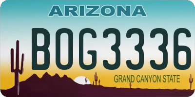 AZ license plate BOG3336