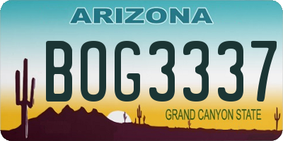 AZ license plate BOG3337