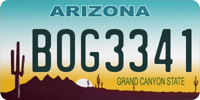AZ license plate BOG3341