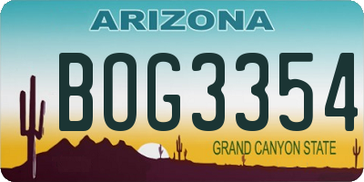 AZ license plate BOG3354