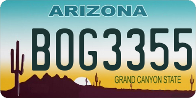 AZ license plate BOG3355