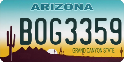 AZ license plate BOG3359