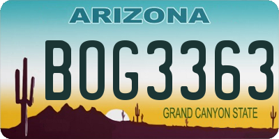 AZ license plate BOG3363