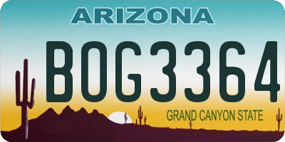 AZ license plate BOG3364