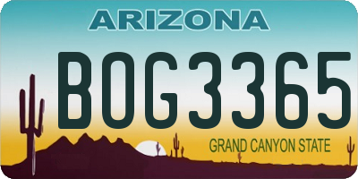 AZ license plate BOG3365