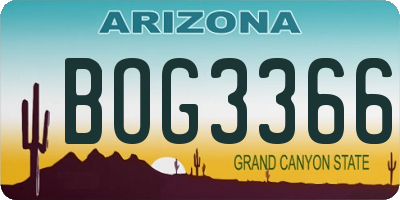 AZ license plate BOG3366