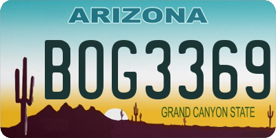 AZ license plate BOG3369