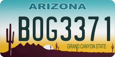 AZ license plate BOG3371